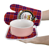 Cameron Of Lochiel Modern Tartan Crest Oven Mitt And Pot Holder (2 Oven Mitts + 1 Pot Holder)